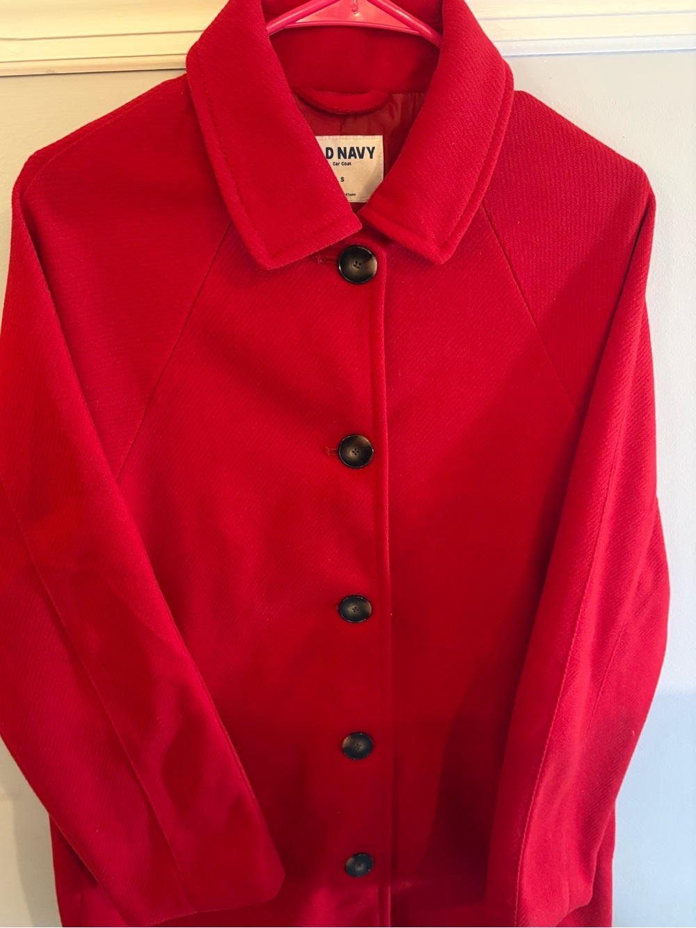 Old Navy Red Ladies' Button-Front Pea Coat